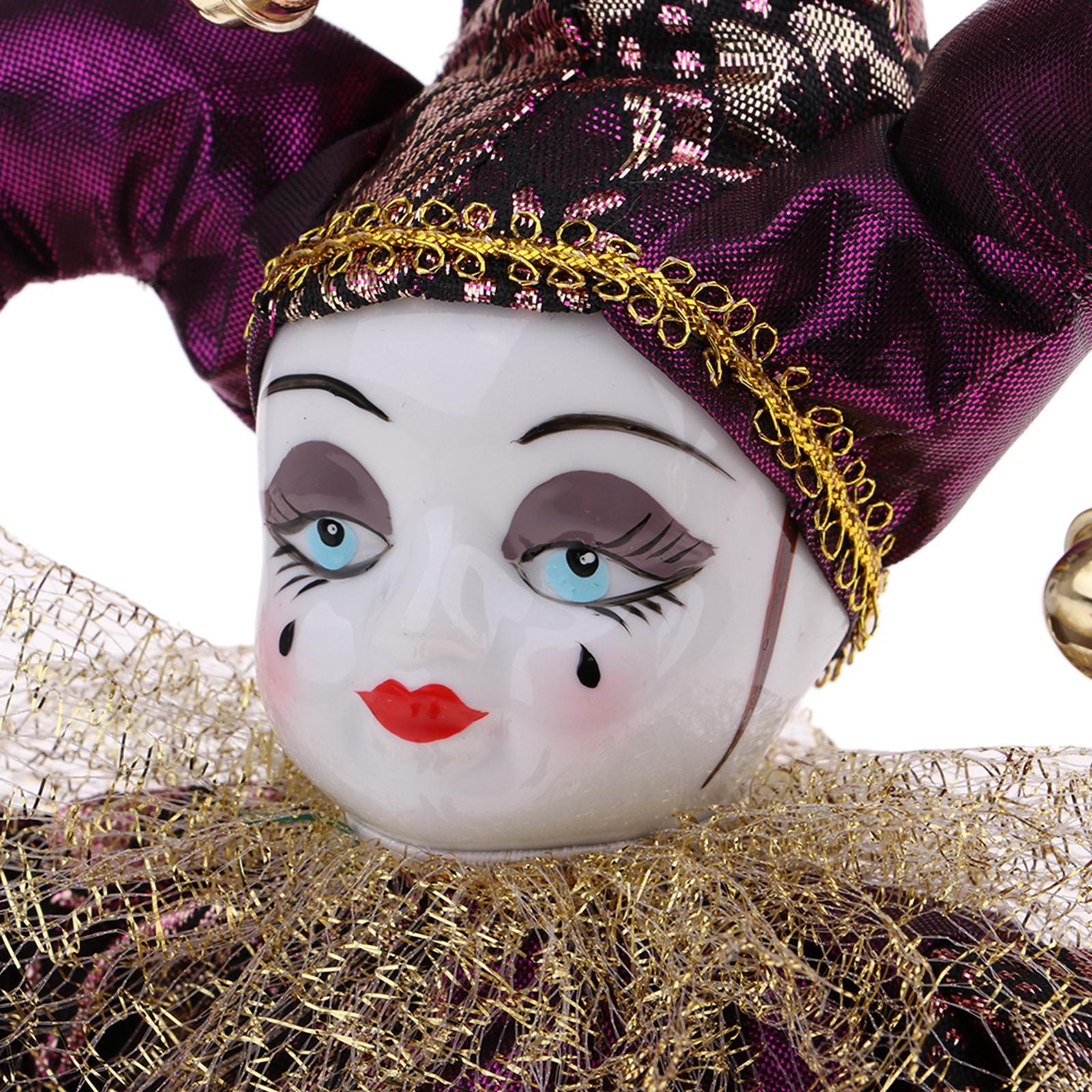 Vintage Collectible Porcelain Dolls - ตุ๊กตาพอร์ซเลนสไตล์อิตาลี ตัวตลกไตรแองเกิล ขนาด 12 นิ้ว ของสะสมวินเทจ