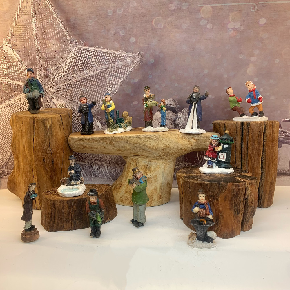 Vintage Collectible Christmas Ornaments - โมเดลเรซิ่นเมืองฤดูหนาวสไตล์วิคตอเรียนโบราณ, ของตกแต่งฉากคริสต์มาส, ของสะสมสำหรับเทศกาลและการเดินทาง