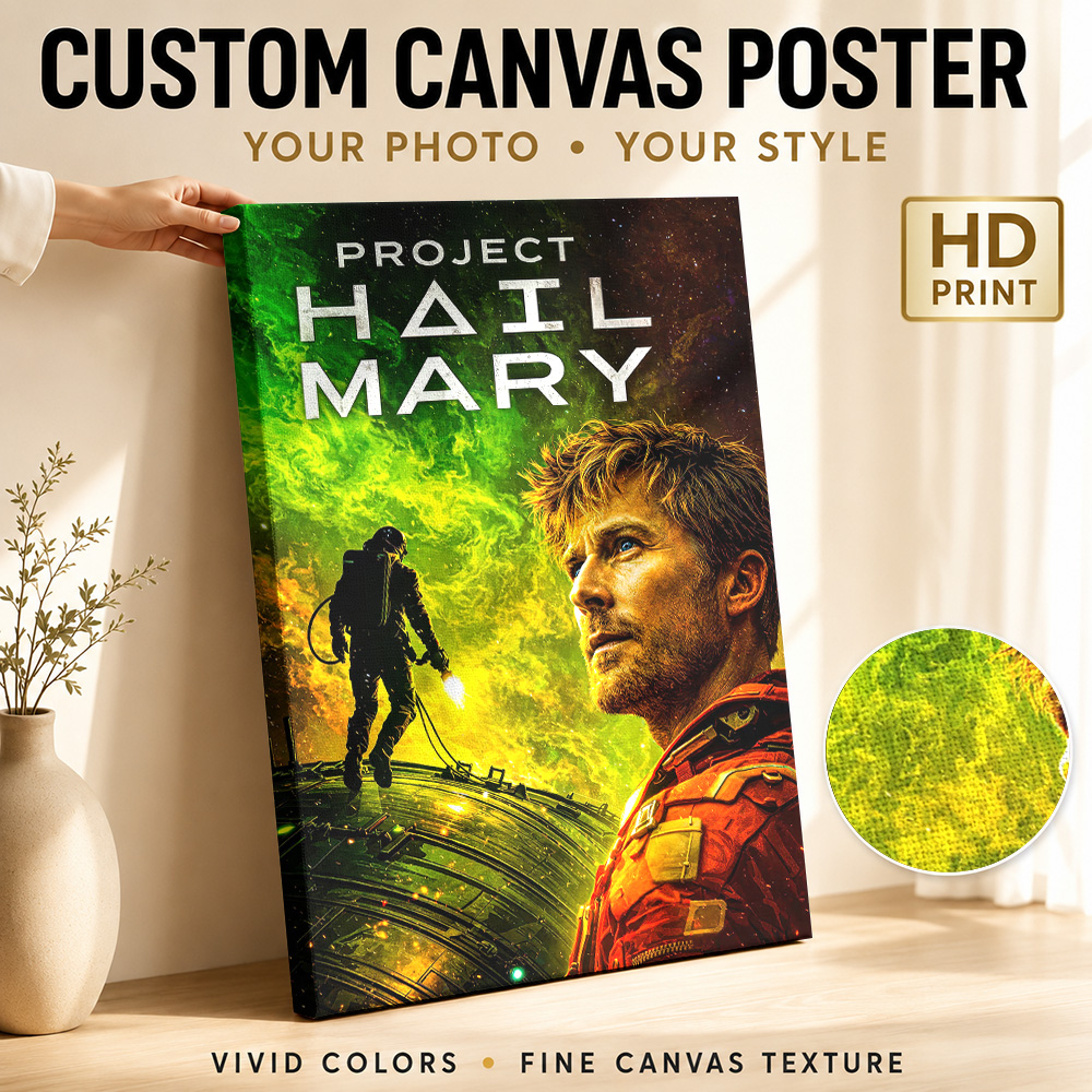 Vintage Collectible Figures - โปสเตอร์ผ้าแคนวาสภาพยนตร์ Project Hail Mary ภาพถ่ายสั่งทำพิเศษ ศิลปะตกแต่งผนังสไตล์วินเทจสำหรับห้องนั่งเล่น